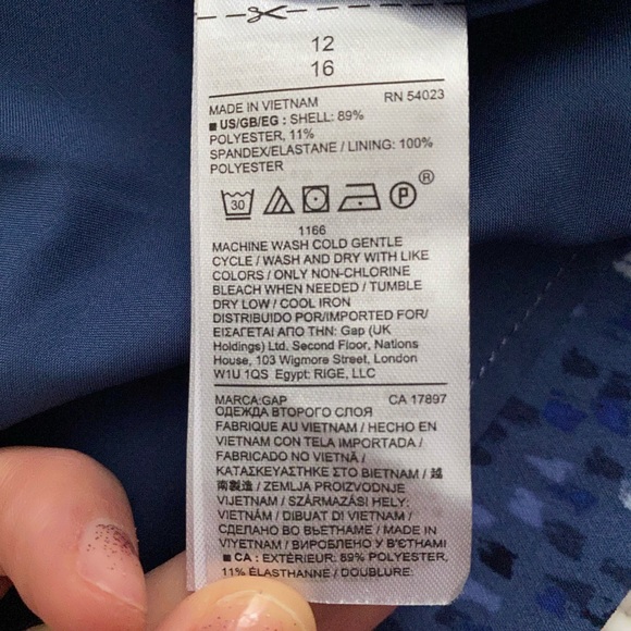 Gap blue patterned dress paint strokes Sz M NWT - Picture 9 of 11